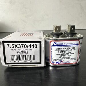 AmRad USA2031 Oval Run Capacitor 7.5 uF MFD 370 / 440‎ Volt Made in USA
